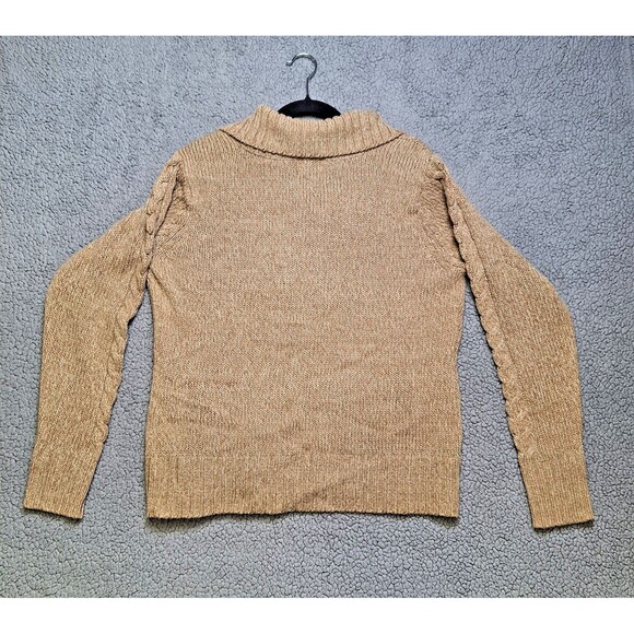 St Johns Bay Womens XL Cable Knit Fisherman Cardigan Pockets Beige Classy Cozy - Picture 8 of 10